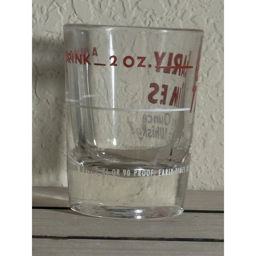 Vintage 2 oz Dbl Shot Glass Early Times Whiskey Kentucky Bourbon A Man's Drink